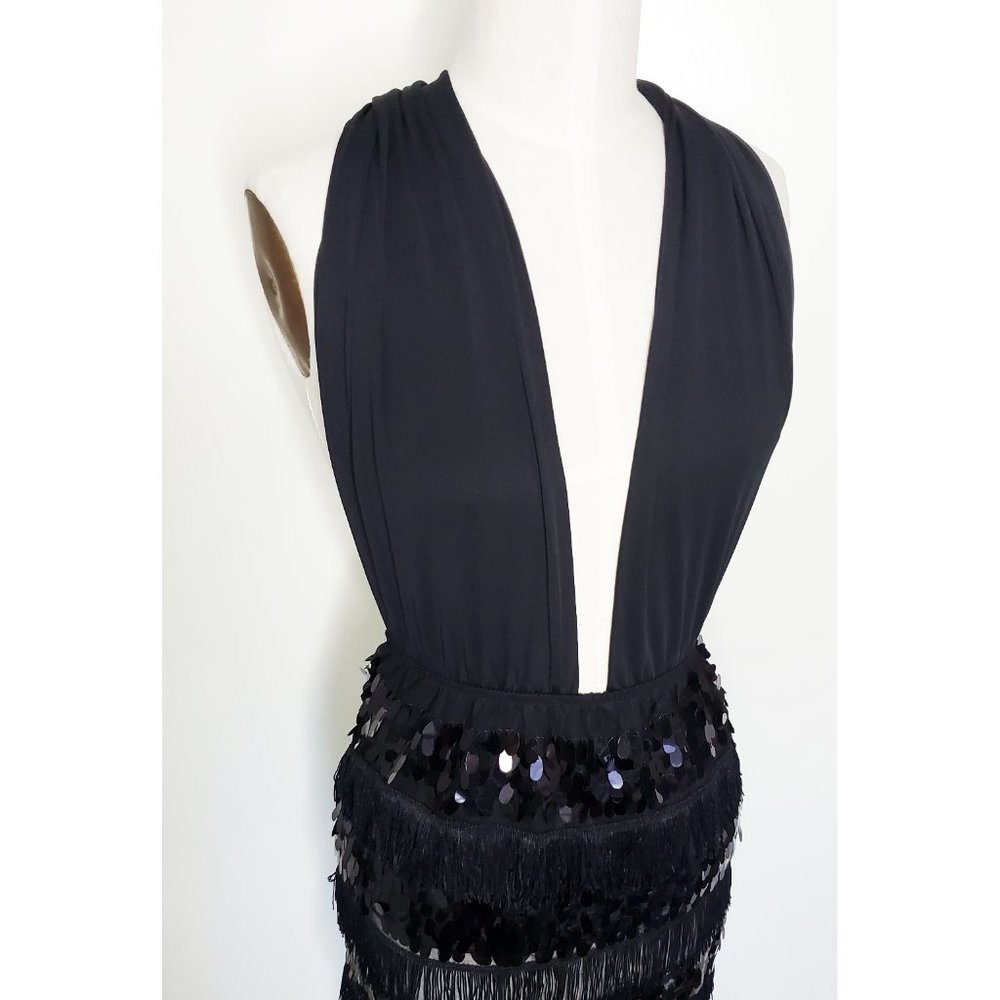 BLITHE Womens Black Fringe and Sequin Party Dress Retro 20s L NWT - Picture 4 of 12